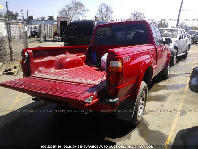 4F4YR16U62TM17883 - 2002 MAZDA B3000 CAB PLUS RED photo 4