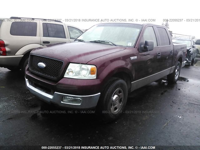 1FTPW12535FB64102 - 2005 FORD F150 SUPERCREW MAROON photo 2