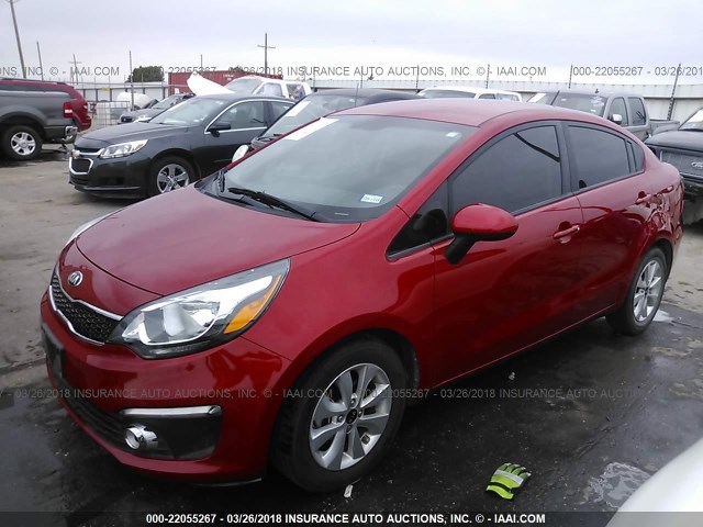 KNADN4A36G6626689 - 2016 KIA RIO EX/SX RED photo 2