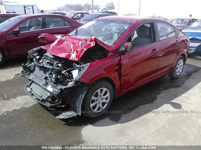 KMHCT4AE5EU674176 - 2014 HYUNDAI ACCENT GLS/GS RED photo 2