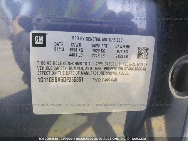 1G11C5SA5DF235861 - 2013 CHEVROLET MALIBU 1LT 紫色 照片 9