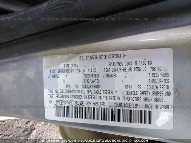 JM1DE1KY4E0184345 - 2014 MAZDA MAZDA2 SPORT SILVER photo 9