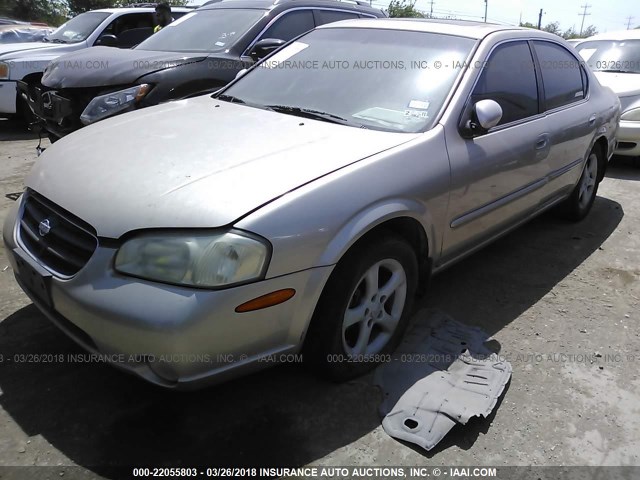 JN1CA31D81T622247 - 2001 NISSAN MAXIMA GXE/SE/GLE/20TH ANNIV BEIGE photo 2