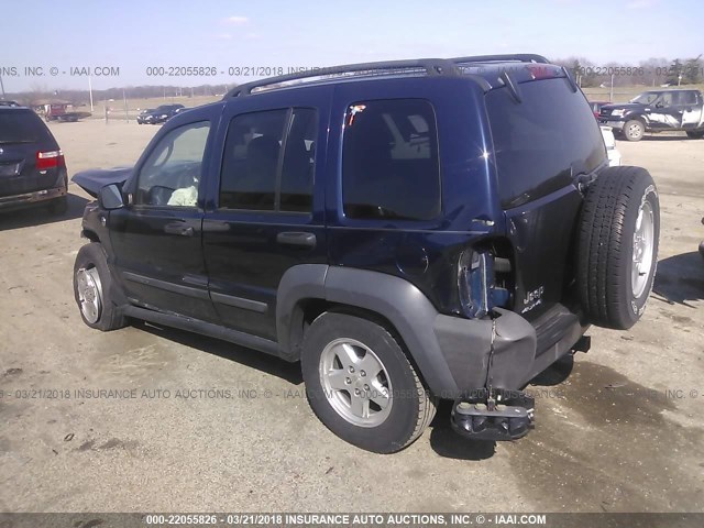 1J4GL48K27W524562 - 2007 JEEP LIBERTY SPORT BLUE photo 3