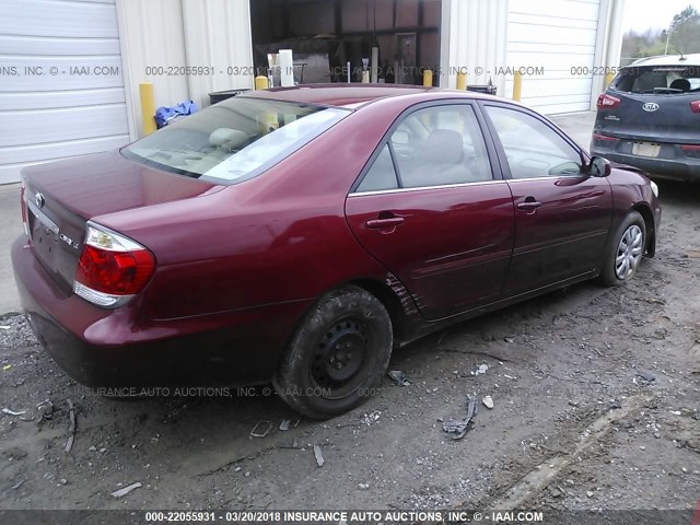 4T1BE32K85U417503 - 2005 TOYOTA CAMRY LE/XLE/SE BURGUNDY photo 4