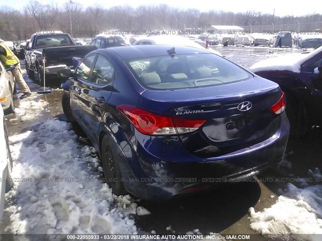 5NPDH4AEXDH333651 - 2013 HYUNDAI ELANTRA GLS/LIMITED BLUE photo 3