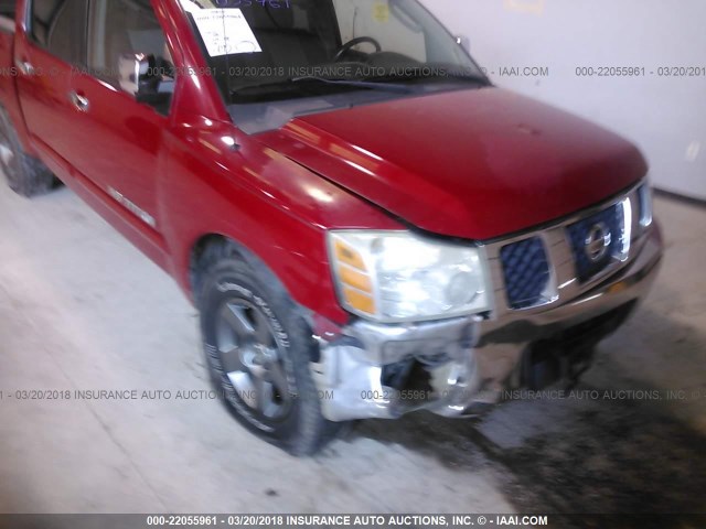 1N6BA07A25N522219 - 2005 NISSAN TITAN XE/SE/LE RED photo 6