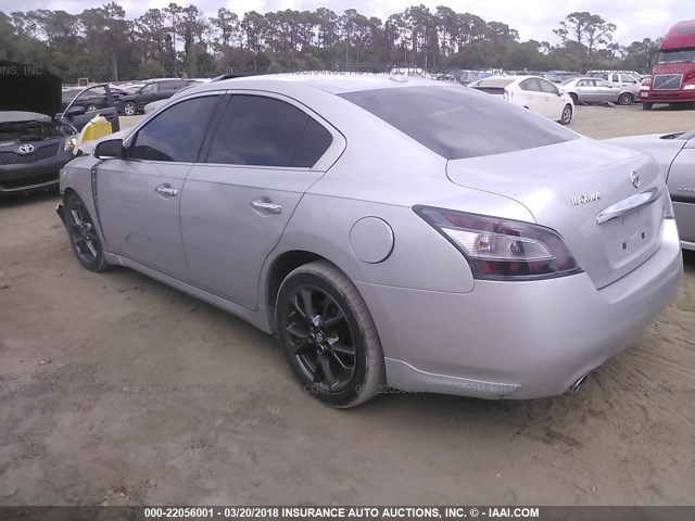 1N4AA5APXCC861172 - 2012 NISSAN MAXIMA S/SV SILVER photo 3