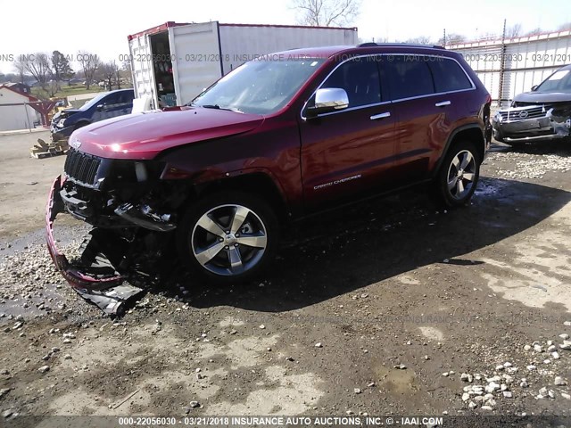1C4RJFBG0EC571401 - 2014 JEEP GRAND CHEROKEE LIMITED RED photo 2