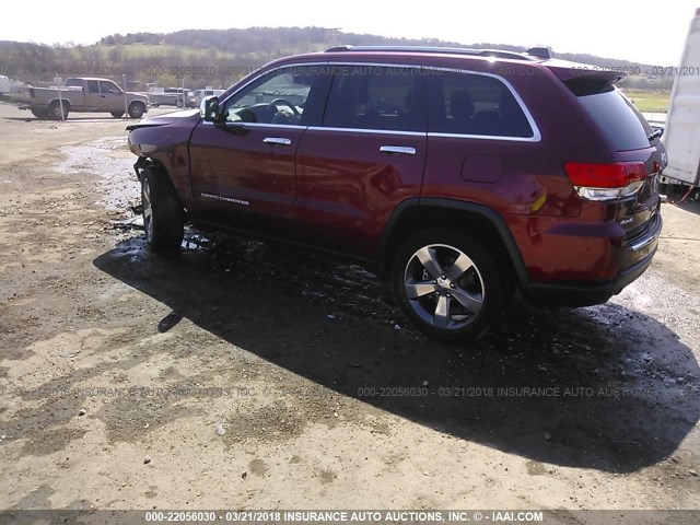 1C4RJFBG0EC571401 - 2014 JEEP GRAND CHEROKEE LIMITED RED photo 3