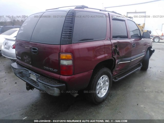 1GNEK13V72J265242 - 2002 CHEVROLET TAHOE K1500 MAROON photo 4