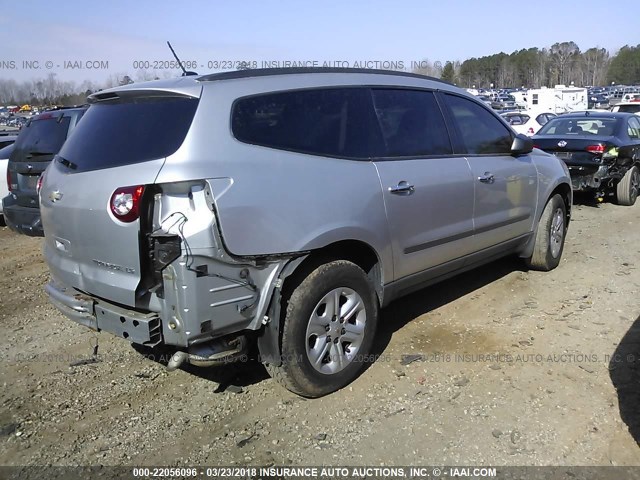 1GNKRFED9CJ311915 - 2012 CHEVROLET TRAVERSE LS SILVER photo 4