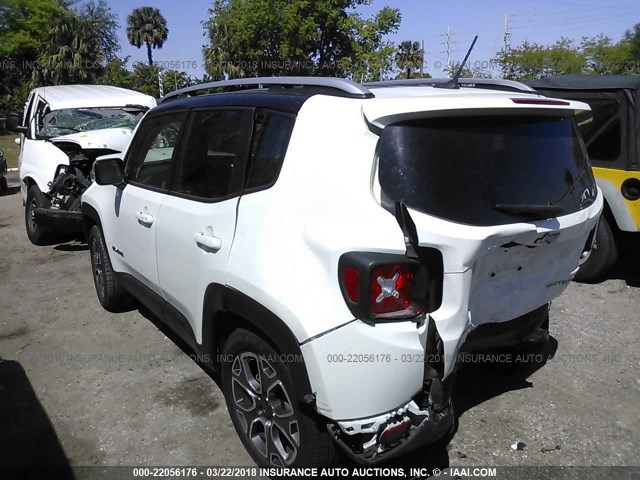 ZACCJADT1GPD66977 - 2016 JEEP RENEGADE LIMITED WHITE photo 3