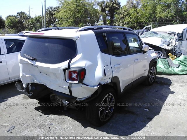 ZACCJADT1GPD66977 - 2016 JEEP RENEGADE LIMITED WHITE photo 4