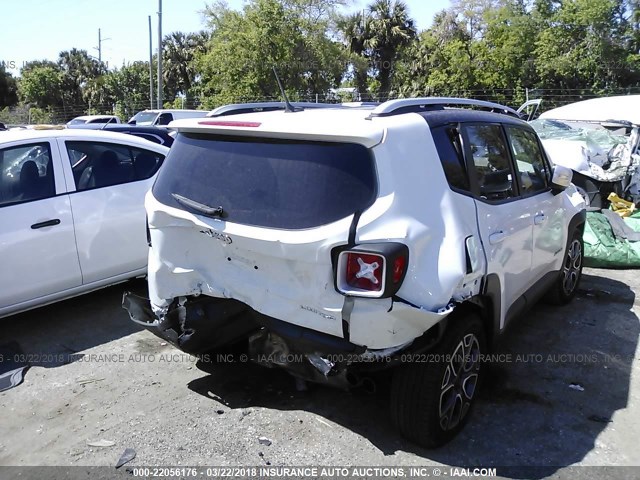 ZACCJADT1GPD66977 - 2016 JEEP RENEGADE LIMITED WHITE photo 6