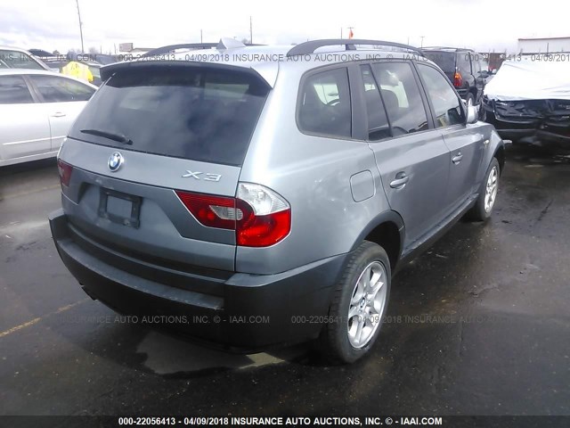 WBXPA73475WC46962 - 2005 BMW X3 2.5I GRAY photo 4