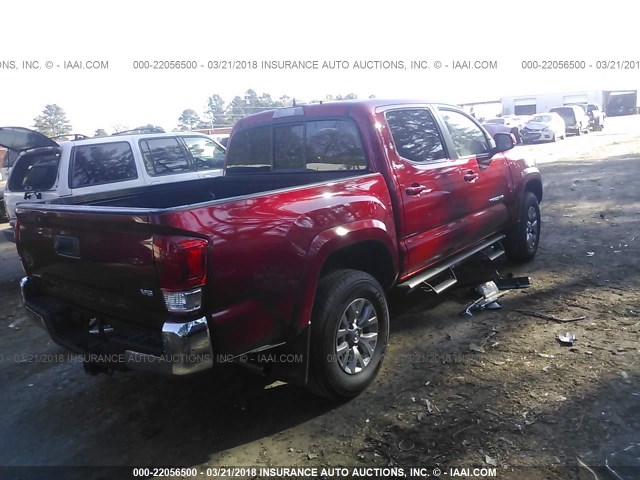5TFAZ5CN4HX049302 - 2017 TOYOTA TACOMA DBL CAB/SR5/TRD SPORT/OR RED photo 4