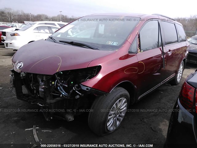 5TDYK3DC0FS657356 - 2015 TOYOTA SIENNA XLE/LIMITED RED photo 2