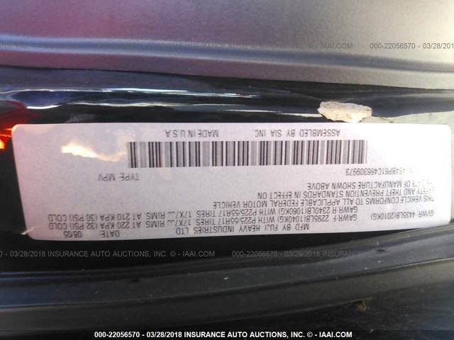 4S4BP61C466309973 - 2006 SUBARU LEGACY OUTBACK 2.5I BLACK photo 9