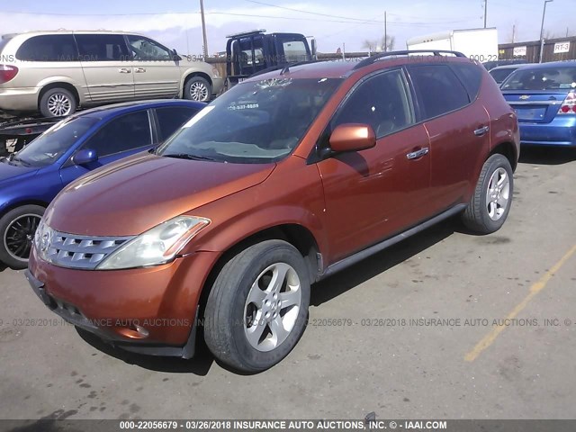 JN8AZ08W35W410366 - 2005 NISSAN MURANO SL/SE/S ORANGE photo 2