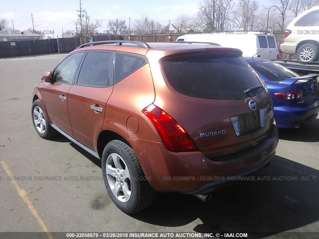 JN8AZ08W35W410366 - 2005 NISSAN MURANO SL/SE/S ORANGE photo 3