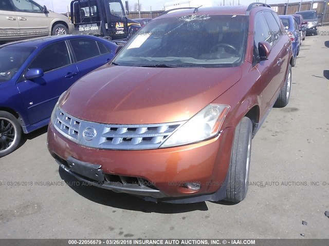 JN8AZ08W35W410366 - 2005 NISSAN MURANO SL/SE/S ORANGE photo 6