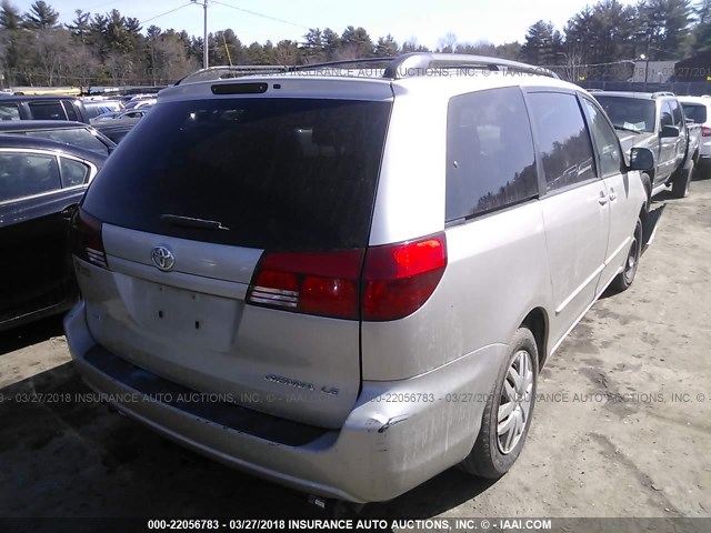 5TDZA23C24S175116 - 2004 TOYOTA SIENNA CE/LE SILVER photo 4