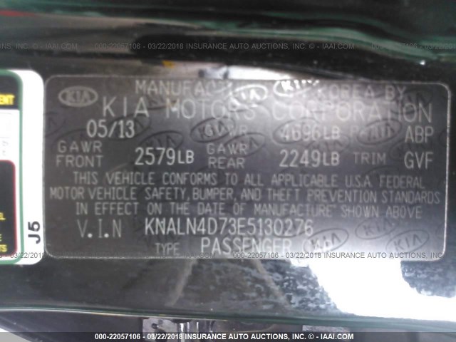 KNALN4D73E5130276 - 2014 KIA CADENZA PREMIUM/LIMITED BLACK photo 9