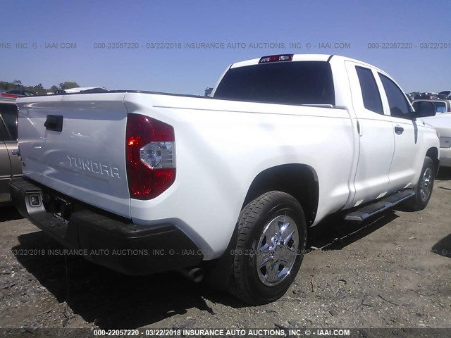 5TFRM5F11GX104278 - 2016 TOYOTA TUNDRA DOUBLE CAB SR/SR5 WHITE photo 4