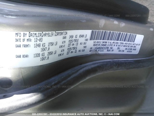 1J4GW48S24C313799 - 2004 JEEP GRAND CHEROKEE LAREDO/COLUMBIA/FREEDOM 金色 照片 9