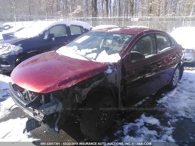 3N1AB7AP0FL669788 - 2015 NISSAN SENTRA S/SV/SR/SL MAROON photo 2