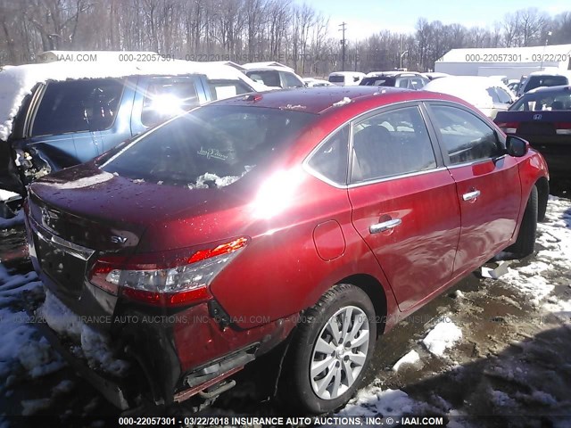 3N1AB7AP0FL669788 - 2015 NISSAN SENTRA S/SV/SR/SL MAROON photo 4