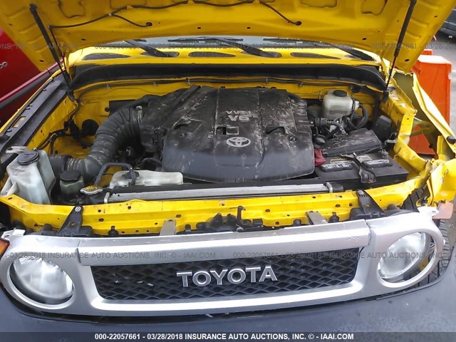 JTEBU11F970087618 - 2007 TOYOTA FJ CRUISER YELLOW photo 10