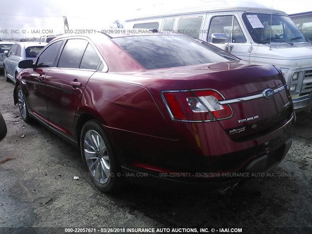 1FAHP2FW9AG118682 - 2010 FORD TAURUS LIMITED RED photo 3