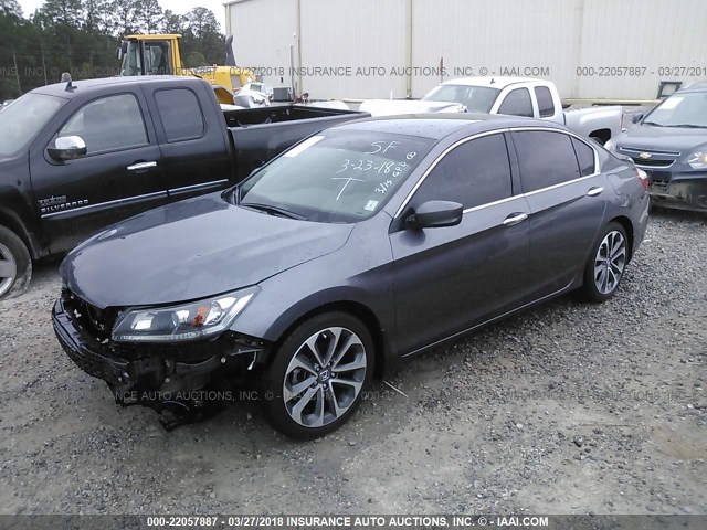 1HGCR2F55FA035137 - 2015 HONDA ACCORD SPORT GRAY photo 2