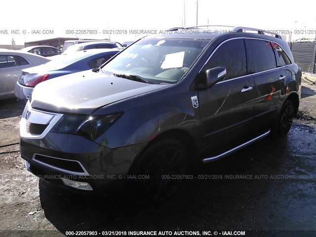2HNYD2H61BH520809 - 2011 ACURA MDX TECHNOLOGY GRAY photo 2