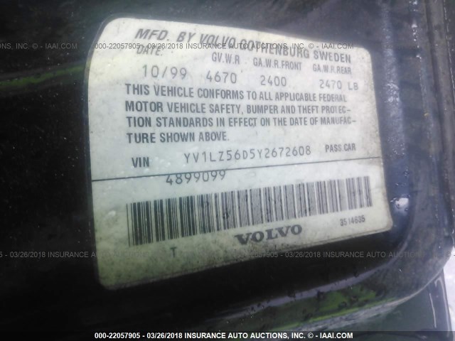 YV1LZ56D5Y2672608 - 2000 VOLVO V70 XC/SE BLUE photo 9