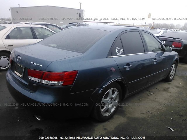 5NPEU46F86H087526 - 2006 HYUNDAI SONATA GLS/LX BLUE photo 4