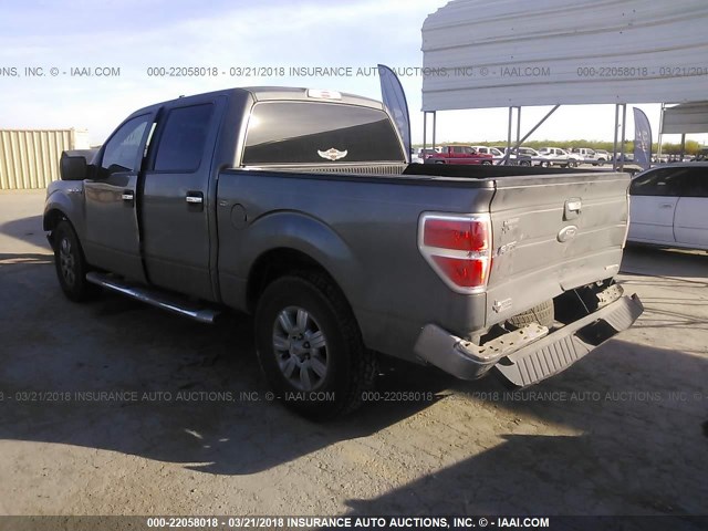 1FTEW1CM8CKD42880 - 2012 FORD F150 SUPERCREW GRAY photo 3