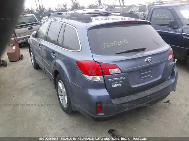 4S4BRCGC0D3298386 - 2013 SUBARU OUTBACK 2.5I PREMIUM BLUE photo 3