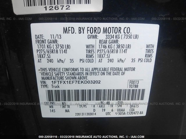 1FTFX1EF7EKD03202 - 2014 FORD F150 SUPER CAB BLUE photo 9