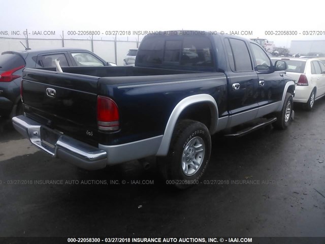 1B7HG2AN21S248096 - 2001 DODGE DAKOTA QUAD BLUE photo 4