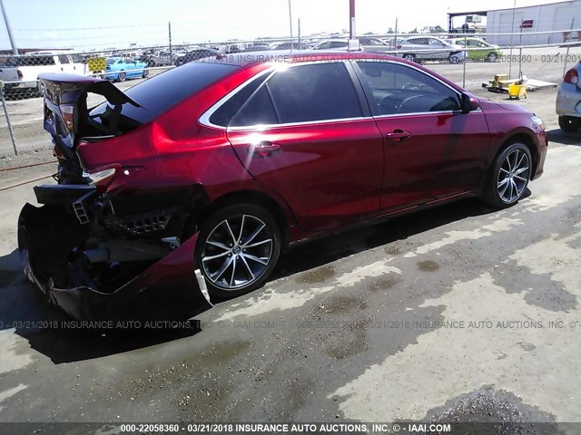 4T1BF1FK2FU893405 - 2015 TOYOTA CAMRY LE/XLE/SE/XSE RED photo 4