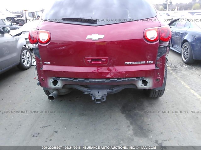 1GNKVLED8CJ346410 - 2012 CHEVROLET TRAVERSE LTZ RED photo 6