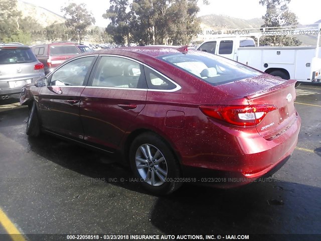 5NPE24AF3FH260074 - 2015 HYUNDAI SONATA SE RED photo 3