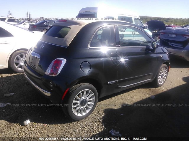 3C3CFFERXDT711210 - 2013 FIAT 500 LOUNGE BLACK photo 4