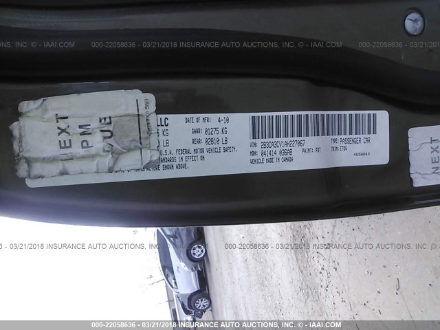 2B3CA3CV1AH227067 - 2010 DODGE CHARGER SXT GRAY photo 9