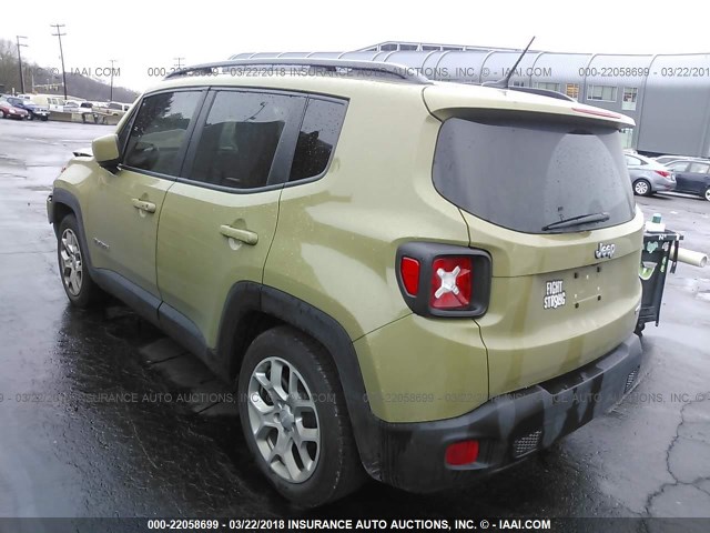 ZACCJABT4FPB51367 - 2015 JEEP RENEGADE LATITUDE GREEN photo 3