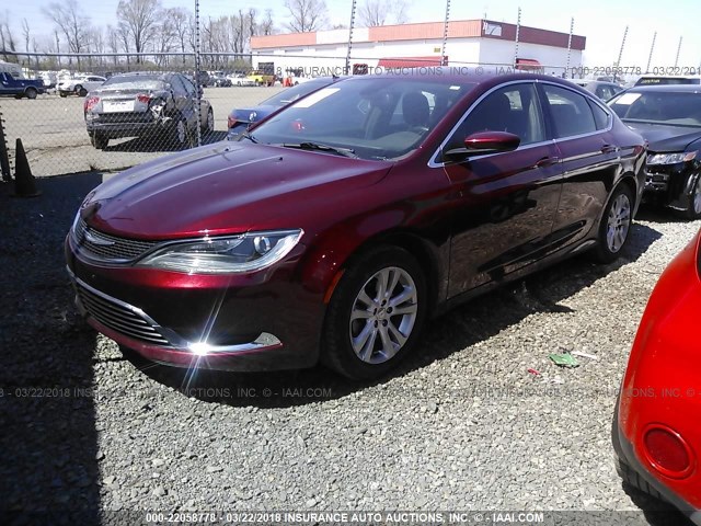 1C3CCCAB1FN634469 - 2015 CHRYSLER 200 LIMITED RED photo 2