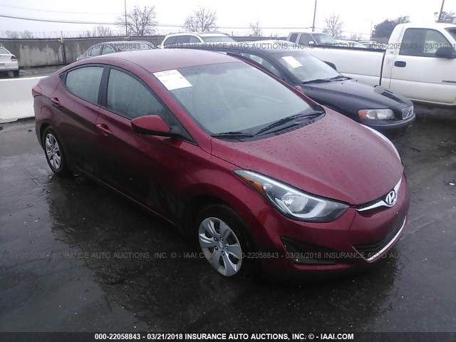 5NPDH4AE3GH750355 - 2016 HYUNDAI ELANTRA SE/SPORT/LIMITED RED photo 1